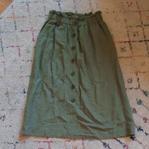 Madewell Paper Bag Skirt Olive Green XS